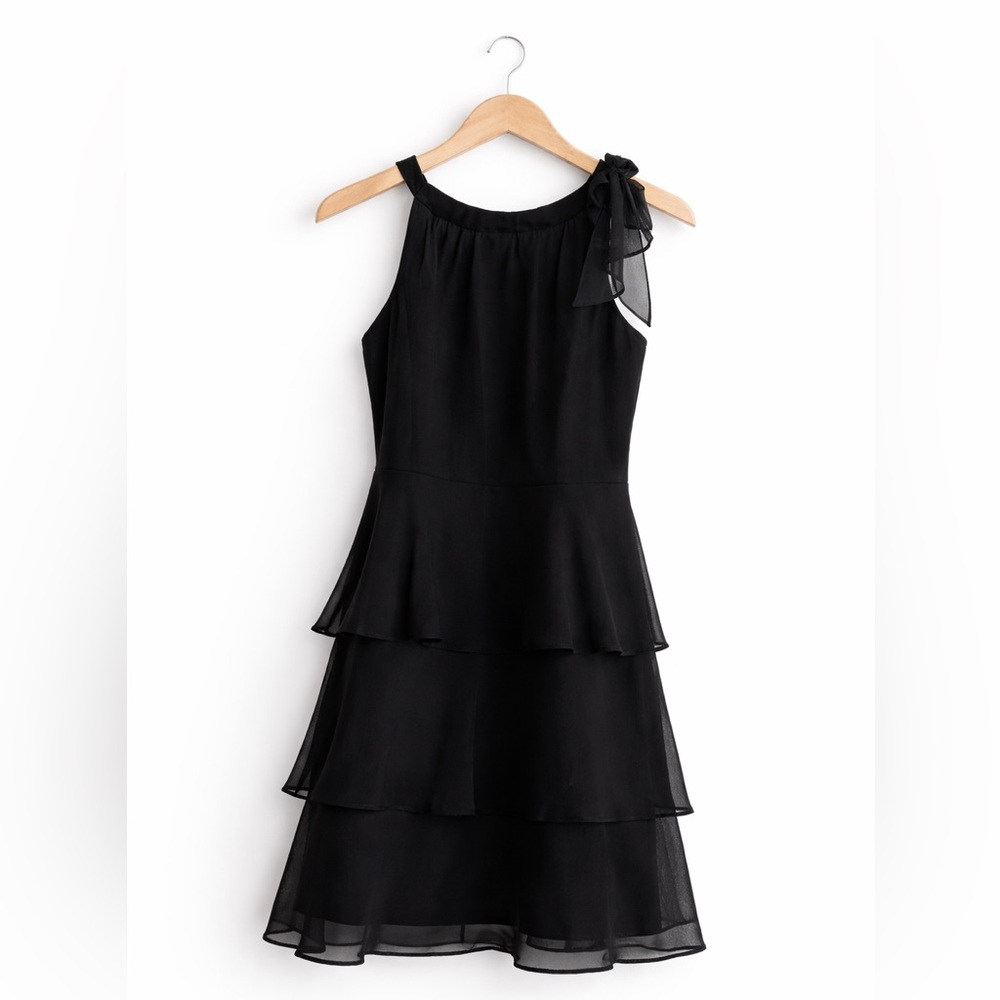 Jessica Howard Black Ruffled Layered Cocktail Coquette Dress Y2K